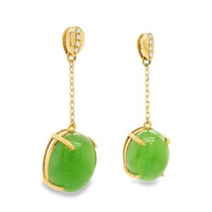 These beautiful teardrop jade earrings are set in 18k rose gold, jade is gemstone of Alaska!