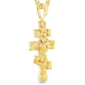 Gold Nugget Orthodox Cross Pendant, Alaska Mint