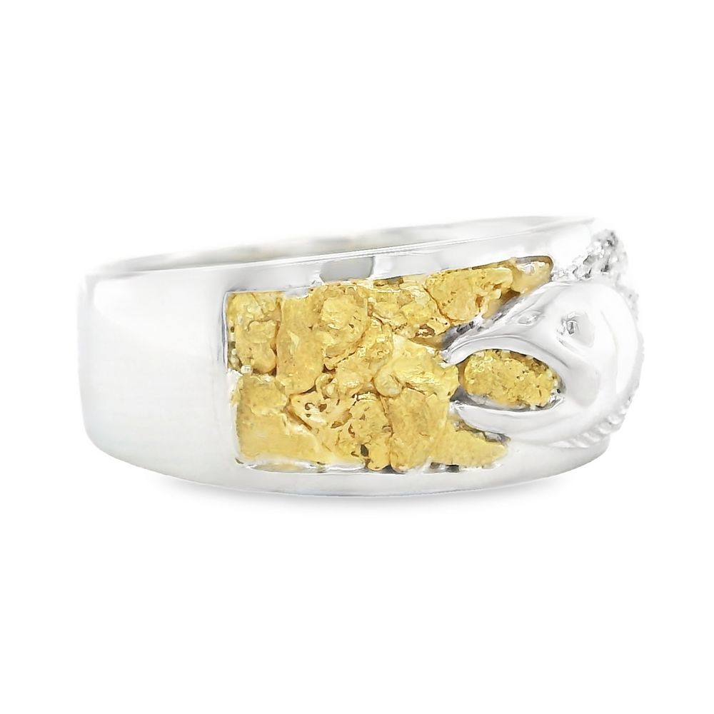 Silver Salmon Gold Nugget Ring R-491 - Image 3
