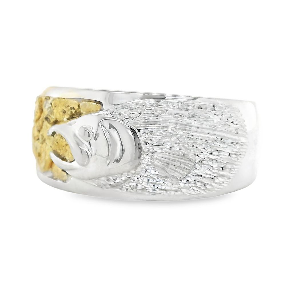 Silver Salmon Gold Nugget Ring R-491 - Image 2