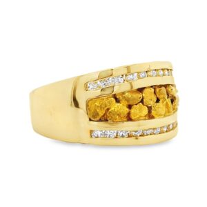 Gold Nugget & Diamond Ladies Ring, Alaska Mint