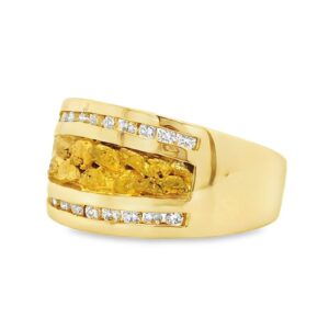 Gold Nugget & Diamond Ladies Ring, Alaska Mint