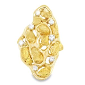 Gold Nugget & Diamond Ladies Ring, Alaska Mint
