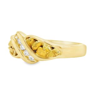 Gold Nugget & Diamond Ladies Ring, Alaska Mint