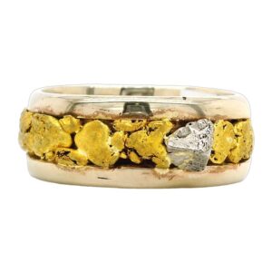 Gold Nugget & Platinum Men's White Gold Ring, Alaska Mint