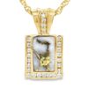 Diamond Gold Quartz Rectangle Pendant, Alaska Mint