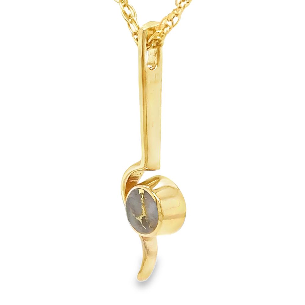Gold Quartz Round Inlay Bar Pendant FF305G2 - Image 3