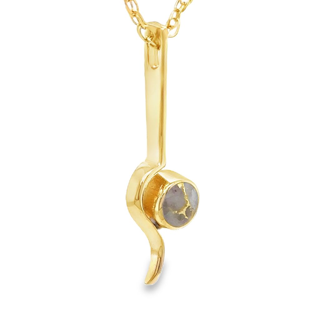 Gold Quartz Round Inlay Bar Pendant FF305G2 - Image 4