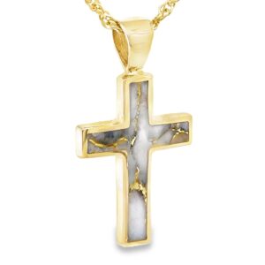 Gold Quartz Cross Pendant at the Alaska Mint