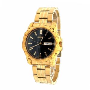 Alaskan Gold Nugget Overlay Seiko Watch, Alaska Mint