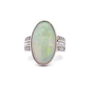 Estate Lady's Opal & Diamond Ring in Platinum 076432