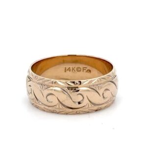 Estate Men's 8mm Carved 14k Band 071015