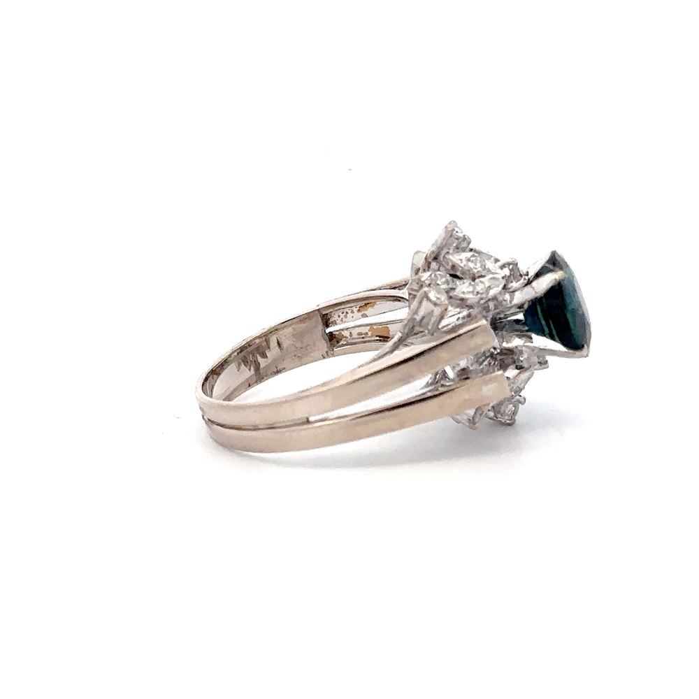 Estate Lady's Blue Sapphire & Diamond Ring 071991 - Image 3