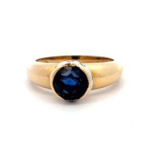 Estate Lady's Blue Sapphire & Diamond Ring 073927
