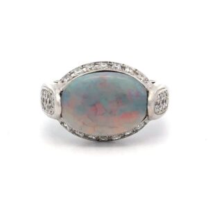 Estate Opal & Diamond Women's Ring in Platinum 076430
