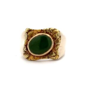 Estate Men's Nugget & Alaskan Jade Ring 7204
