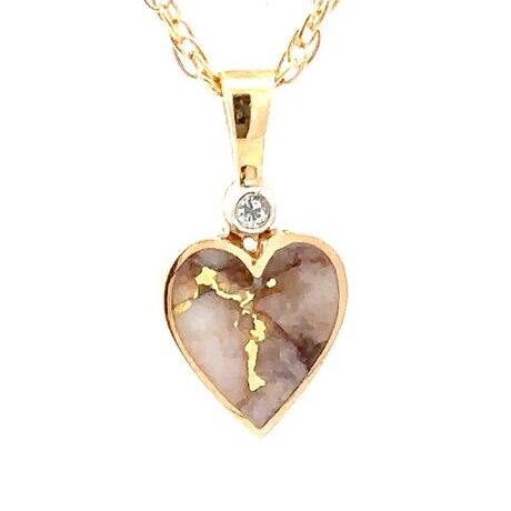 Gold Quartz Heart Pendant FF217G2 - Alaska Mint