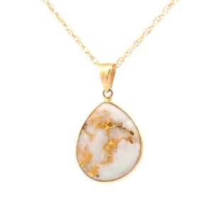 14K Gold Quartz Pendant P3327-GQ
