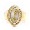 Diamond Halo Gold Quartz Ladies Ring R2530-GQ