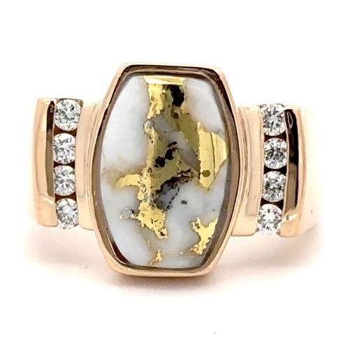 Gold Quartz & Diamond Ladies Ring RL801D24Q