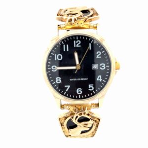 Black Onyx & Gold Nugget Estate Watch 071882