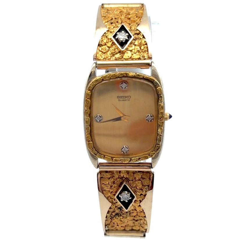 Seiko Gold Nugget & Diamond Estate Watch 090698