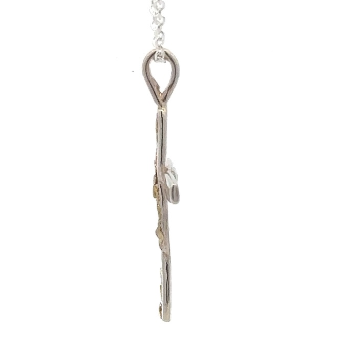 Sterling Silver & Gold Nugget Ribbon Cross 509059 - Image 4