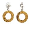 Sterling Silver & Gold Nugget Circle Dangling Earrings 512371