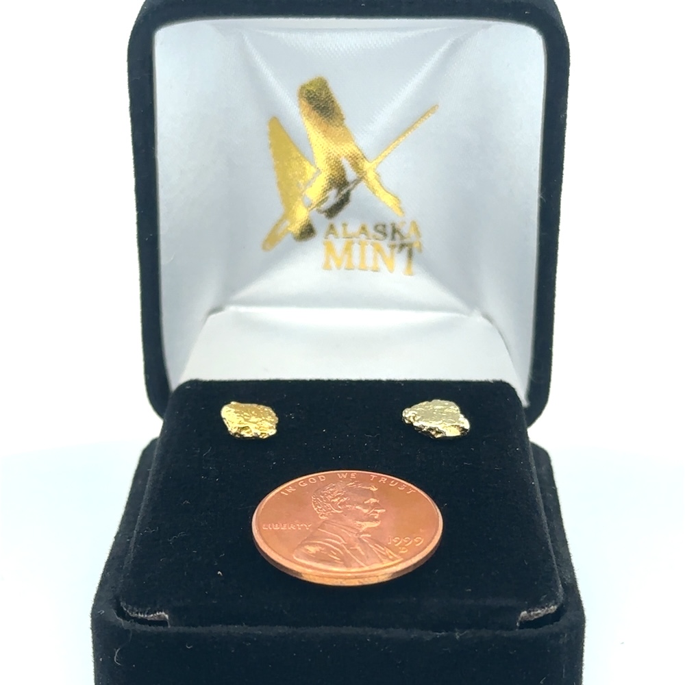 Gold Nugget Post Earrings E14 - Image 5
