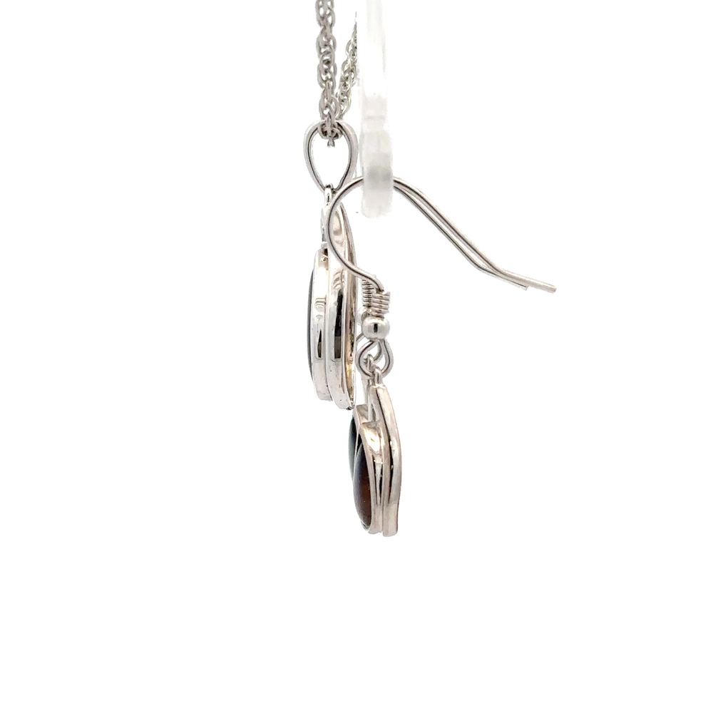 Ammolite Pendant & Earrings Sterling Silver Teardrop Set AMOLSSSETDANGDIA - Image 2