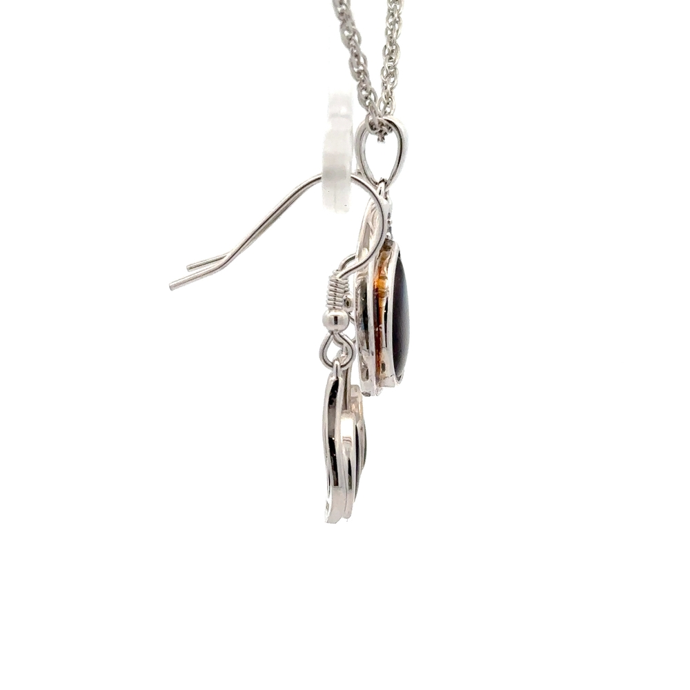 Ammolite Pendant & Earrings Sterling Silver Teardrop Set AMOLSSSETDANGDIA - Image 4