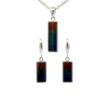 Ammolite Pendant & Earrings Sterling Silver Rectangle Set AMOLSSSETDANGREC