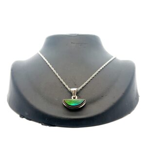Ammolite & Sterling Silver Half Circle Pendant PSSAMLITSMHLFCIR