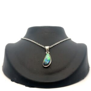 Ammolite & Sterling Silver Oblong Teardrop Pendant PSSAMLITSMOBLONGTDP