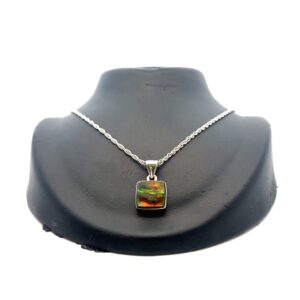 Ammolite & Sterling Silver Square Pendant PSSAMLITSMSQRE