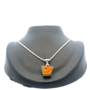 Ammolite & Sterling Silver Trapezoid Pendant PSSAMLITSMTRPZD