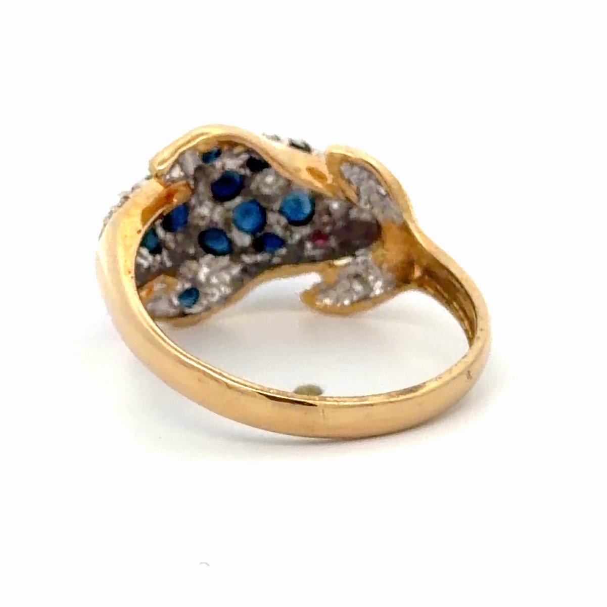 Ladies Dolphin Diamond, Sapphire, & Ruby Estate Ring 090705 - Image 3