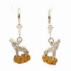 Sterling Silver Wolf & Gold Nugget French Hook Earrings ER-193SS
