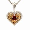 2 Tone Garnet & Diamond Heart Estate Pendant 073970