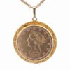 1907 $10 Gold Coin With Nugget Bezel Estate Pendant 078351