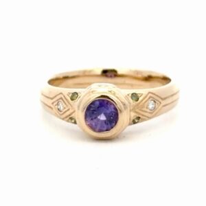 Amethyst & Green Diamond Ladies Estate Ring 077259