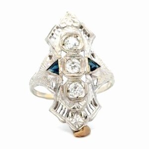 Sapphire & Diamond Filigree Ladies Estate Ring 077325