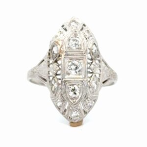 18K Filigree Diamond Ladies Estate Ring 077327