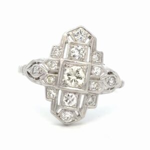 Antique White Gold & Diamonds Ladies Estate Ring 077333