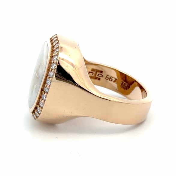 Men's Gold Quartz & Diamond Ring 667G2-1/1VD - Image 2