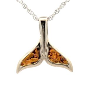 White Gold Gold Nugget Whale Tail Pendant