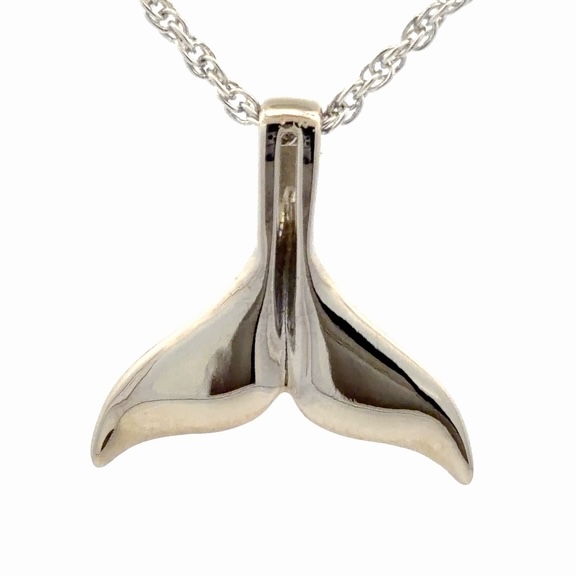 White Gold Gold Nugget Whale Tail Pendant - Image 3