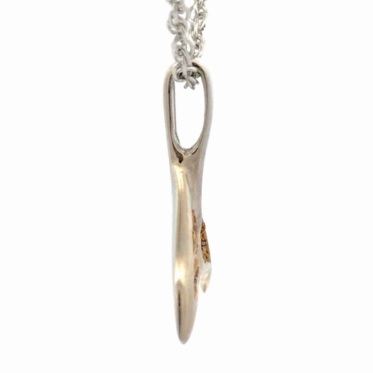 White Gold Gold Nugget Whale Tail Pendant - Image 4