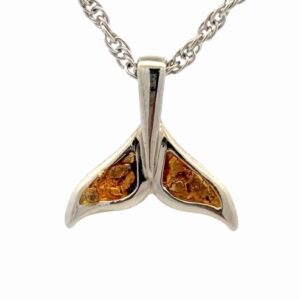 White Gold Gold Nugget Whale Tail Pendant FF196WNG