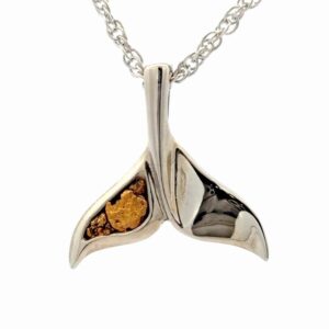 White Gold Gold Nugget Whale Tail Pendant FF195NGW